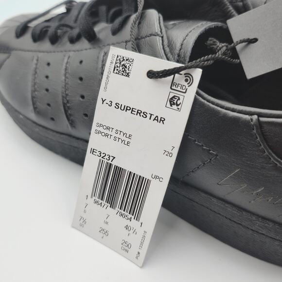 Mens Size 7.5 Adidas Sneakers Y-3 Superstar Low Top Athletic Triple Black IE3237